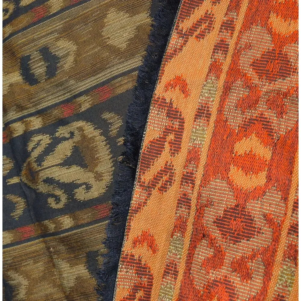 Cotton Jacquard Tapestry Fabric Ornamental Stripe Black Brown Beige 52” Wide